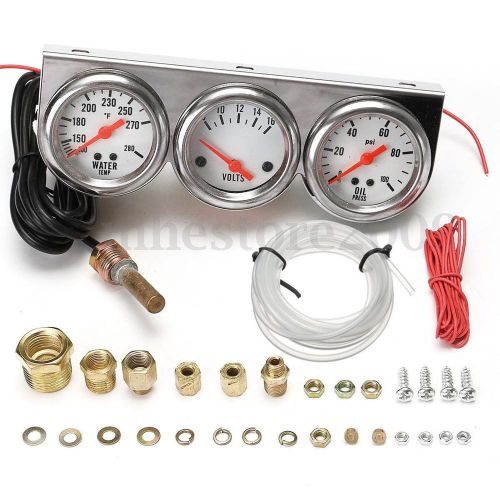 Universal 2.27&#039;&#039; oil pressure water voltage volt triple gauge set gauges panel