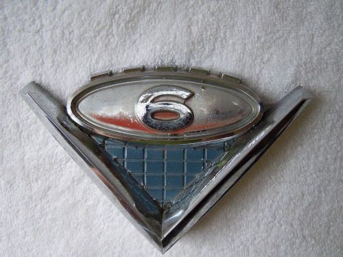 Vintage oem v-6 chrome hood emblem, really cool mounting is solid, nice chrome