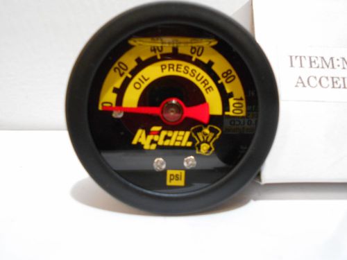Accel liquid filled rear mount oil pressure gauge, 0-100 psi 1 3/4&#034; face 1/8 fit