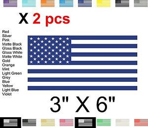 Blue american flag decals   3&#034; x 6&#034;   2pcs  usa flag decal sticker vinyl
