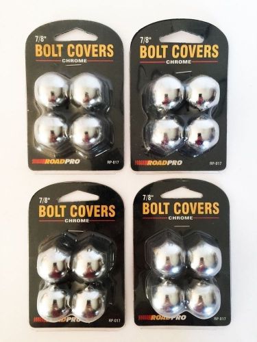 Roadpro rp-017 chrome plated bolt covers 7/8&#034; 4 packs of 4 = 16 lug covers total