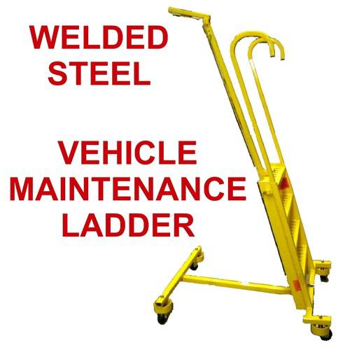 Vehicle maintenance step ladder,welded steel,adjustable