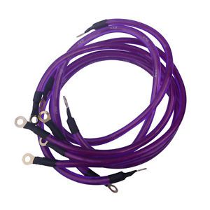 5 points grounding earth cable wire kit performance purple universal for vehicle
