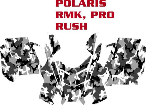 Snowmobile wrap polaris rush, pro, rmk  decal 12-15 snow camo basic