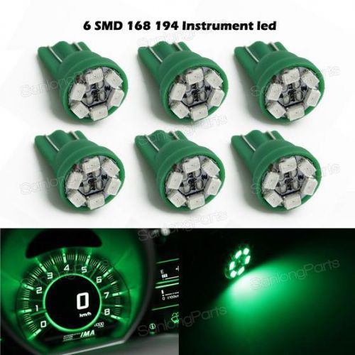 6x green t10 194 led bulbs for instrument panel gauges cluster dash light 12v
