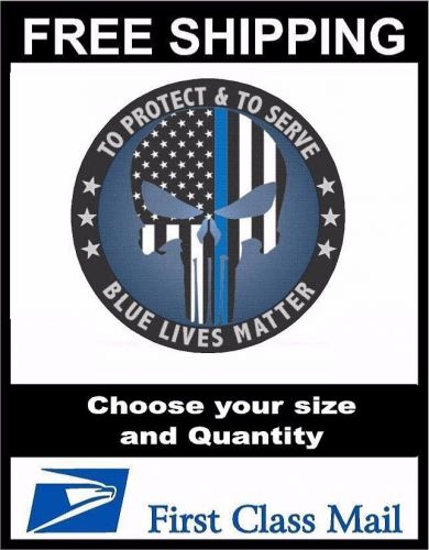 Punisher police blue lives matter american flag  decal bumper sticker