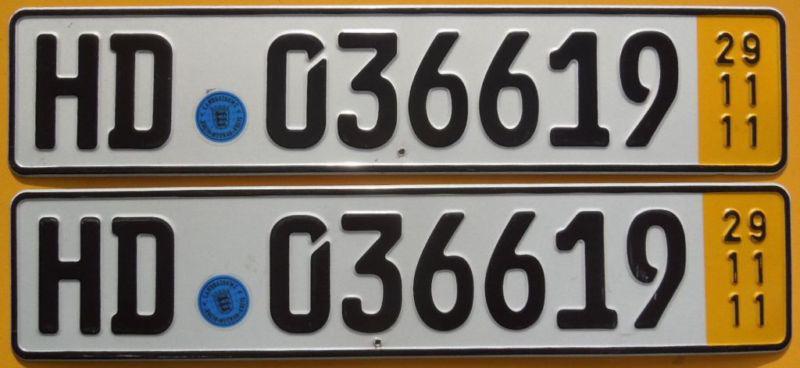 German license plate pair with seals audi bmw porsche saab volvo mercedes