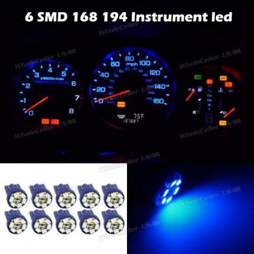 10x blue led 168 194 t10 wedge 6 smd instrument panel light bulb for ford