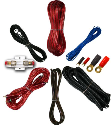 8 gauge amplfier power kit for amp install wiring complete rca cable red 1500w