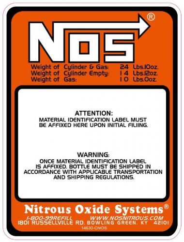 New replacement for nos 10 lb. nitrous bottle label sticker 10#