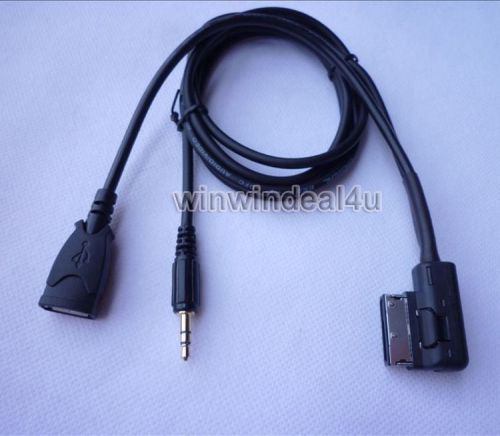 2 in 1 usb 3.5mm aux audio charger cable for audi ami a6l a8 a5 q5 q7 a1 a6l