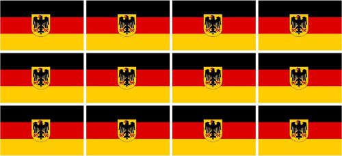 12 germany flag decal 2&#034;x1.2&#034; german deutsch vinyl hard hat helmet sticker eagle