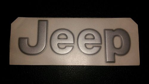 &#034;jeep&#034; nameplate badge decal emblem (silver) oem mopar 5em87sa1