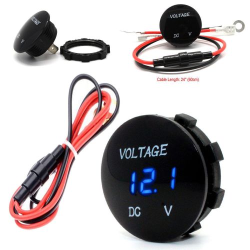 Blue led digital voltmeter meter car voltage display round mini panel waterproof