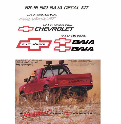 Chevrolet s-10 s10 baja decals sticker decal 4x4 chevy pickup chev  bowtie