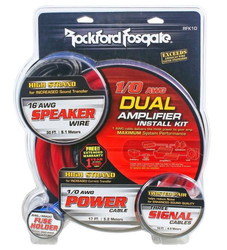 Rockford fosgate rfk1d 1/0 gauge dual amplifier/amp ofc wiring/wire install kit