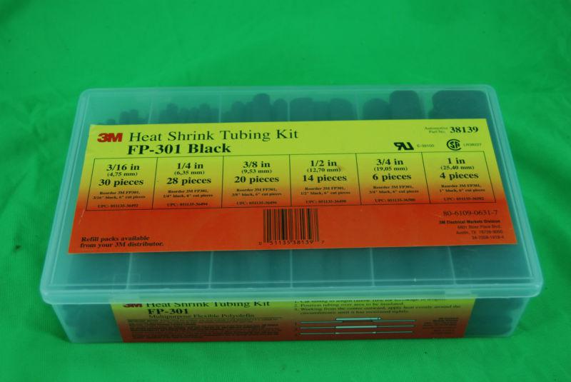3m heat shrink tubing kt # fp-301 black 38139- new! 102 pieces            gg