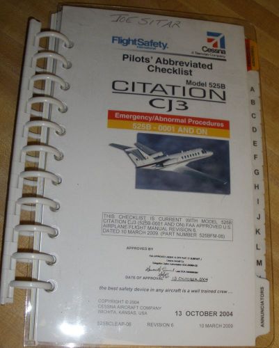 Citation cj3 525b pilot&#039;s abbreviated checklist emergency/abnormal procedures