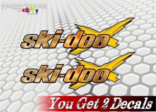 2 ski-doo gold chrome 28&#034; vinyl decals snowmobile sled renegade tundra stickers