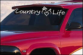 Country life , windshield pink decal sticker, 5&#039;x40&#034;,deer,buck,girl,truck/car,