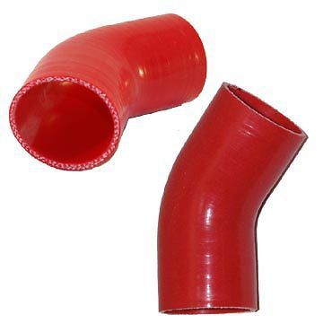2.25&#034; (5mm) silicone 45 degree bend elbow coupler intake piping red