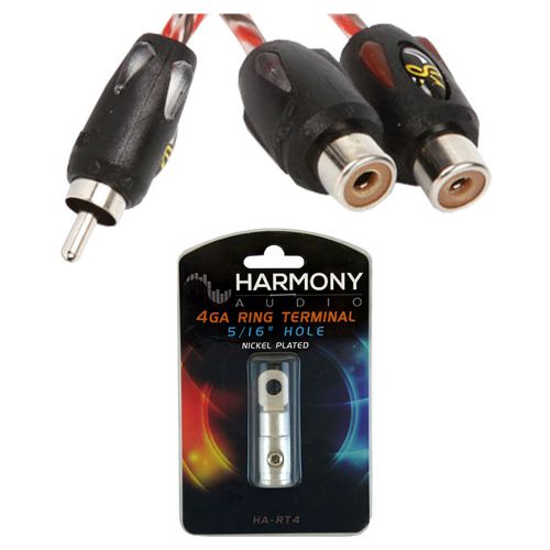 Stinger si42yf car stereo y adapter 1 male 2 female rca cable ring terminal