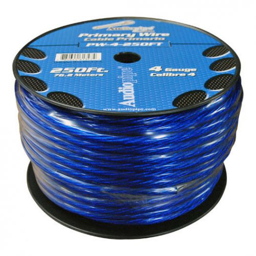 Power wire 4ga 250&#039; blue audiopipe pw4bl wire
