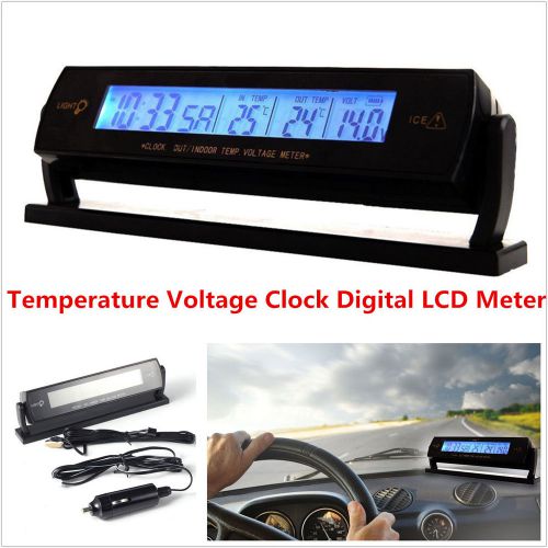 Car auto lcd digital clock thermometer temperature voltage meter weather monitor