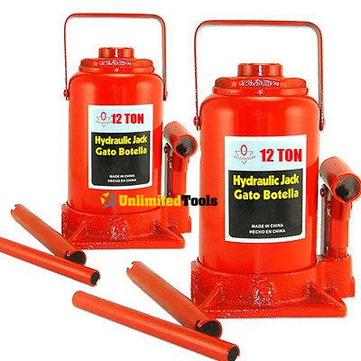 (2) 12 ton hydraulic bottle jack lift automotive home industrial lifting jacks