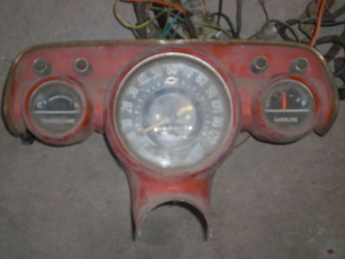 Orig 1957 chevrolet instrument dash panel speedometer gas temp signal oil gen