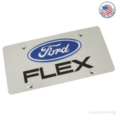 Ford laser-cut logo &amp; flex name on polished license plate