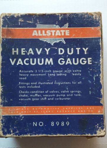 Vintage heavy duty allstate vacuum gauge with instructions 3.5&#034;