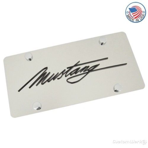 Ford mustang script name stainless steel license plate
