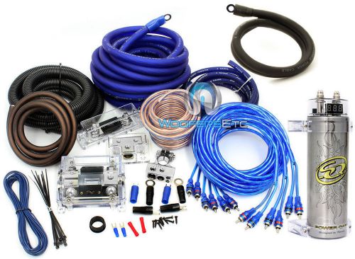 Pkg 0 &amp; 4 gauge 85000w amp 3 rca wire kit &amp;  3 farad power capacitor amplifier