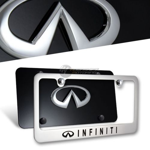3d infiniti stainless steel license plate frame with caps -2pcs front &amp; back set