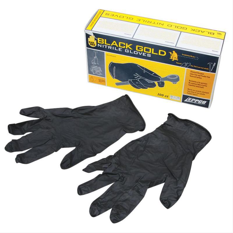 Nitrile premium gloves black hypoallergenic chemical resistant large set of 100