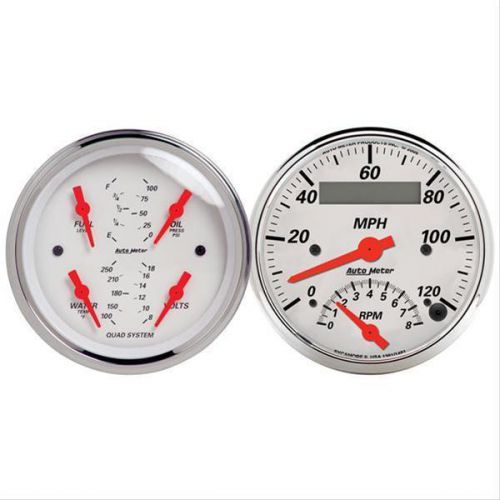 Autometer gauge kit arctic white speedometer tachometer fuel level water temp vo
