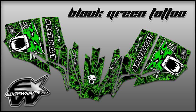 Arctic cat - sno pro 600 08-11 500 10-13 custom graphics - black  tattoo  green
